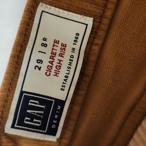 GAP Women's Cigarette High Rise Brown Orange Corduroy Pants 29/8R - Picture 8 of 10